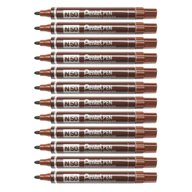 pentel-n50-marcatore-permanente-punta-conica-marrone-12-pezzi image 1