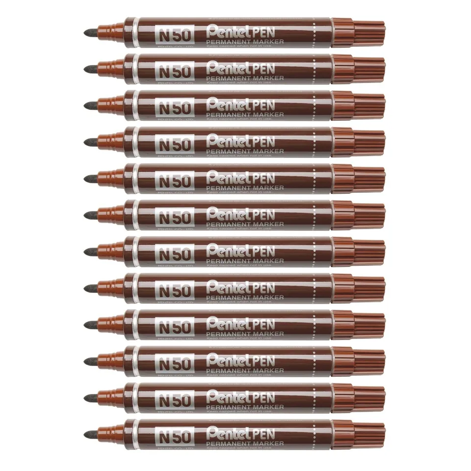 pentel-n50-marcatore-permanente-punta-conica-marrone-12-pezzi image 1