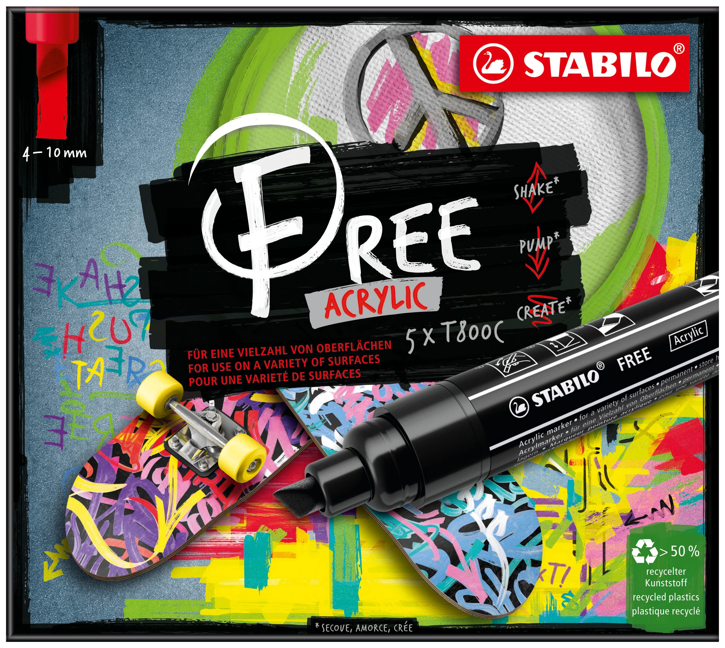 stabilo-free-acrylic-t800c-marker-acrilico-punta-a-scalpello-4-10-mm-confezione- image 6