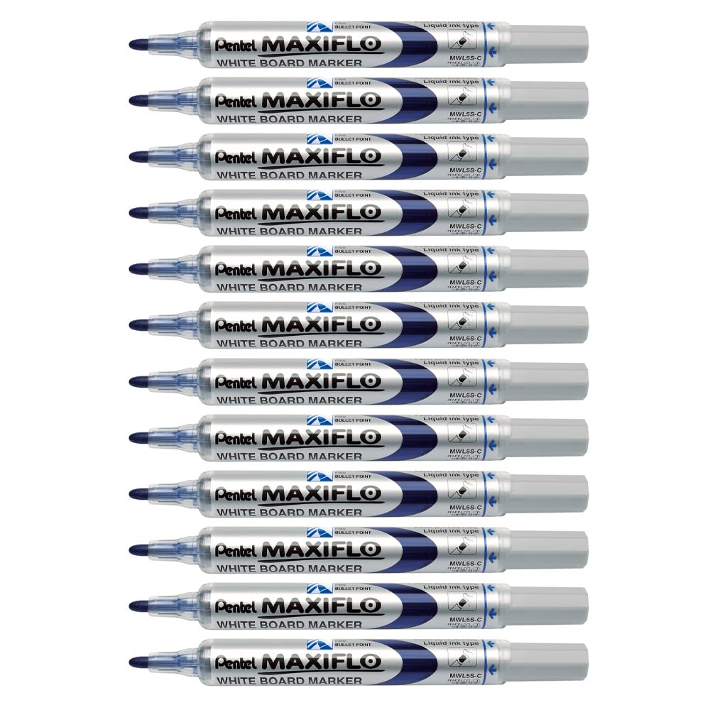 pentel-maxiflo-mwl5s-marcatore-per-lavagna-bianca-punta-4-0-mm-12-pezzi-nero image 8