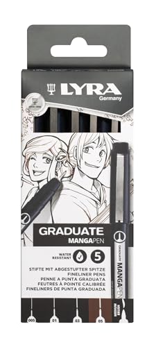 lyra-graduate-mangapen-fineliner-5-pz-nero-seppia-brush image 7
