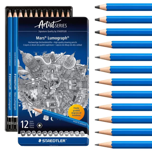 staedtler-mars-lumograph-100-g12-s-set-12-matite-disegno-8b-2h image 1