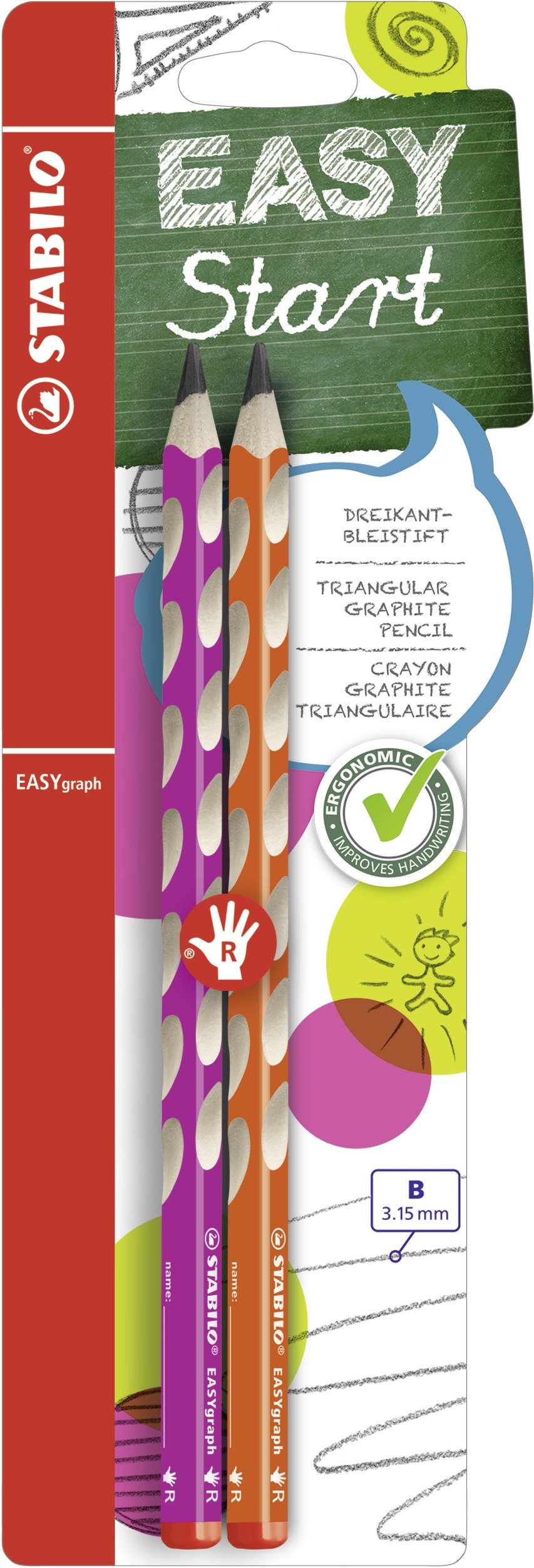 stabilo-easygraph-destrimani-arancione-pack-da-2-matita-ergonomica-b image 7