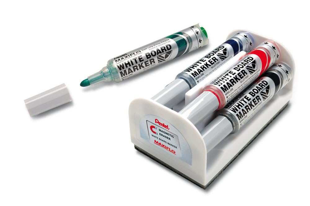 pentel-maxiflo-mwl5m-marcatore-per-lavagne-bianche-punta-6-0-mm-set-4-pezzi-nero image 1