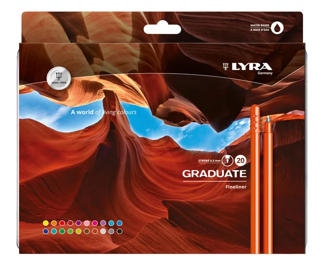 lyra-graduate-fineliner-0-5-mm-assortiti-scatola-metallo-20-pz image 1