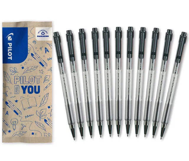 pilot-bps-matic-penna-a-sfera-retrattile-nera-punta-fine-set-10-1-omaggio image 1