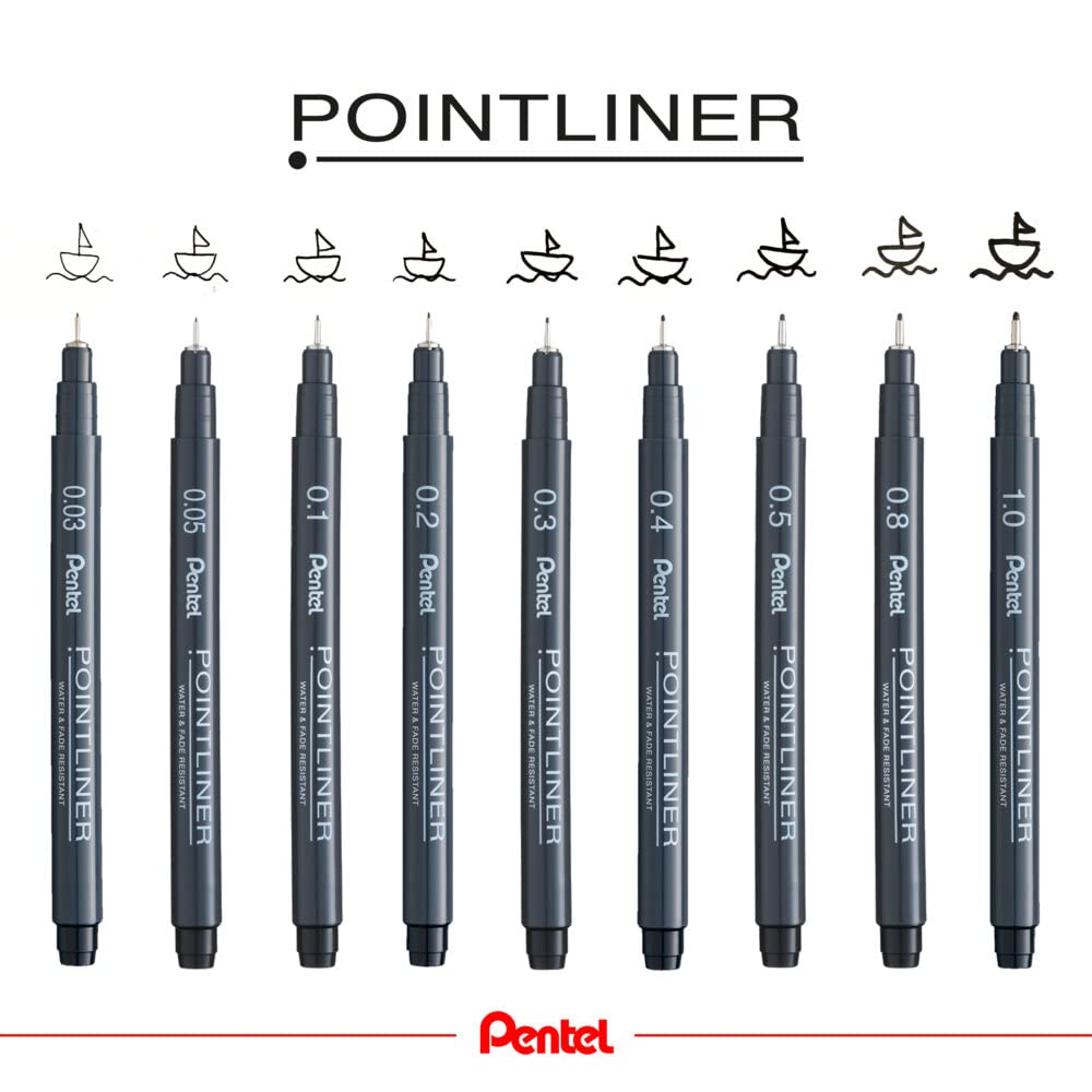 pentel-s20p-pointliner-fineliner-nero-5-punte-assortite-0-2-0-4-0-5-0-8-1-0-mm image 7