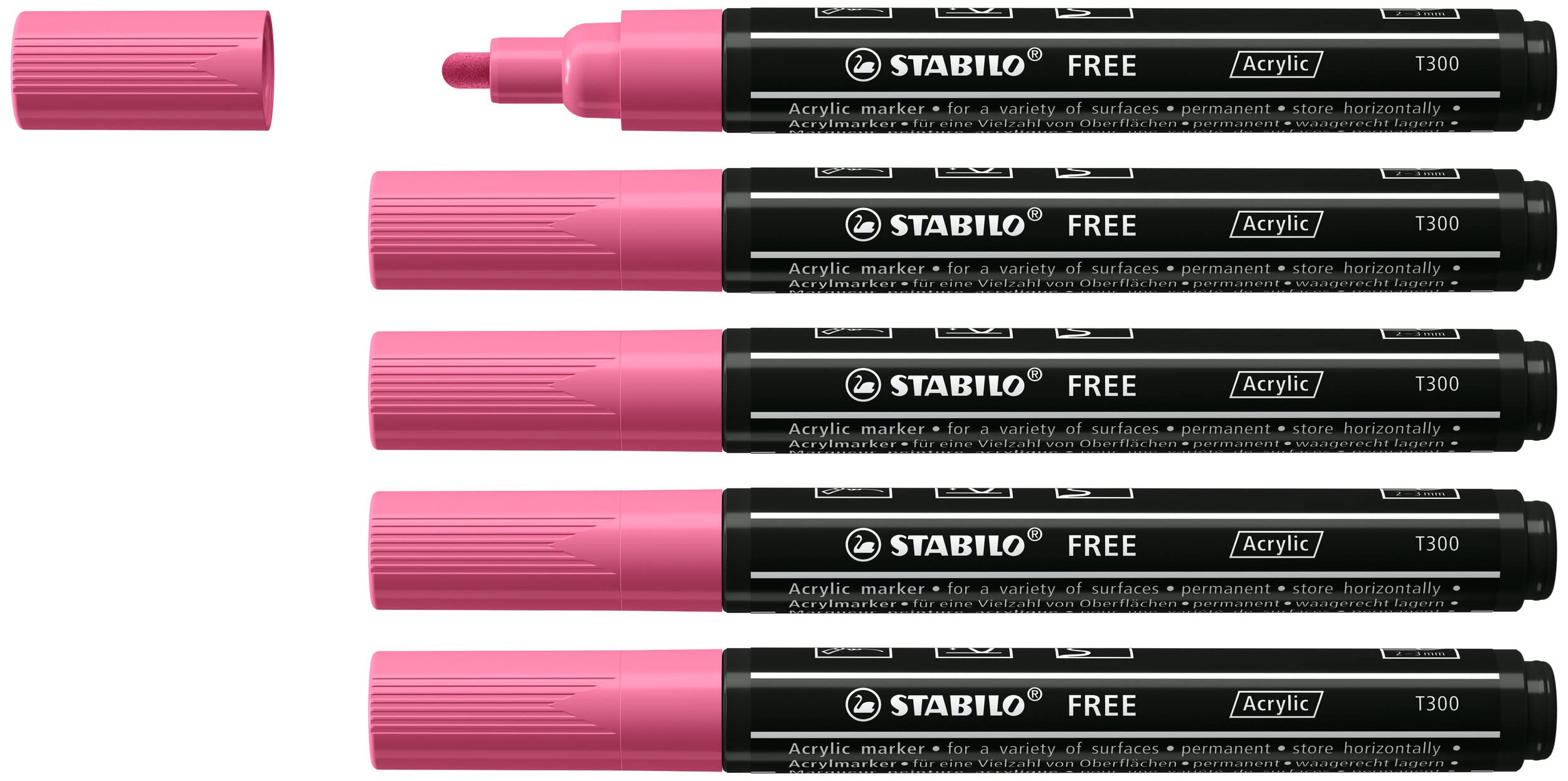 stabilo-free-acrylic-t300-marker-acrilico-punta-rotonda-2-3-mm-confezione-da-5-r image 1