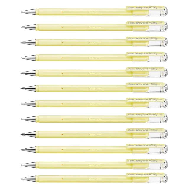 pentel-hybrid-milky-k108p-roller-gel-pastello-giallo-0-8-mm-confezione-12-pezzi image 1