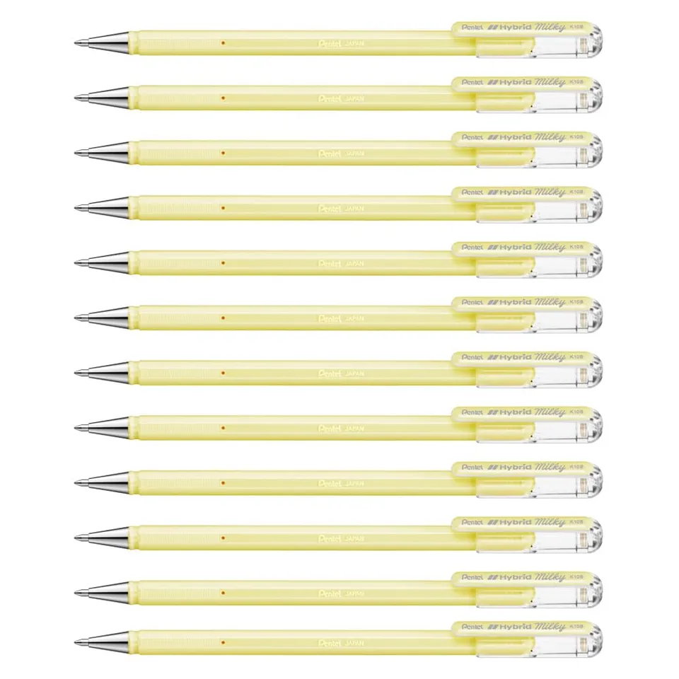 pentel-hybrid-milky-k108p-roller-gel-pastello-giallo-0-8-mm-confezione-12-pezzi image 1