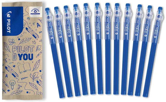 pilot-frixion-ball-stick-set-12-penne-cancellabili-blu-punta-media-0-7-mm image 1