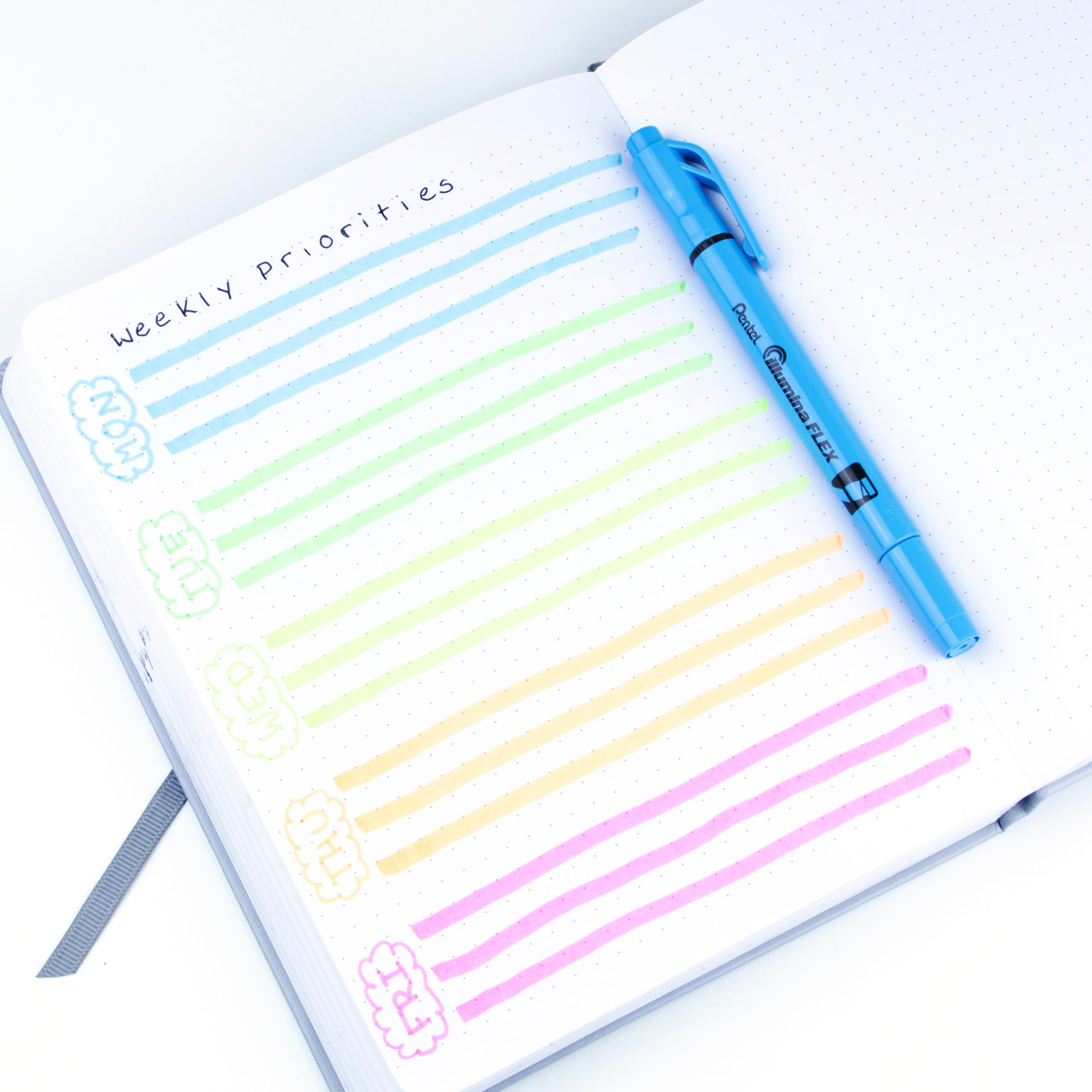 pentel-illumina-flex-slw11-evidenziatore-doppia-punta-flessibile-azzurro-10-pezz image 6