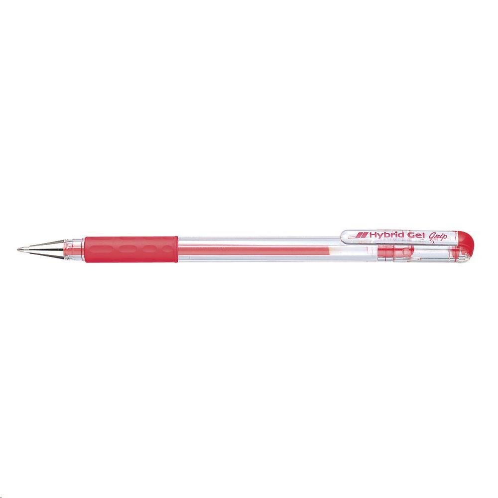 pentel-hybrid-gel-grip-roller-gel-rosso-0-6-mm-confezione-da-12-pezzi image 1