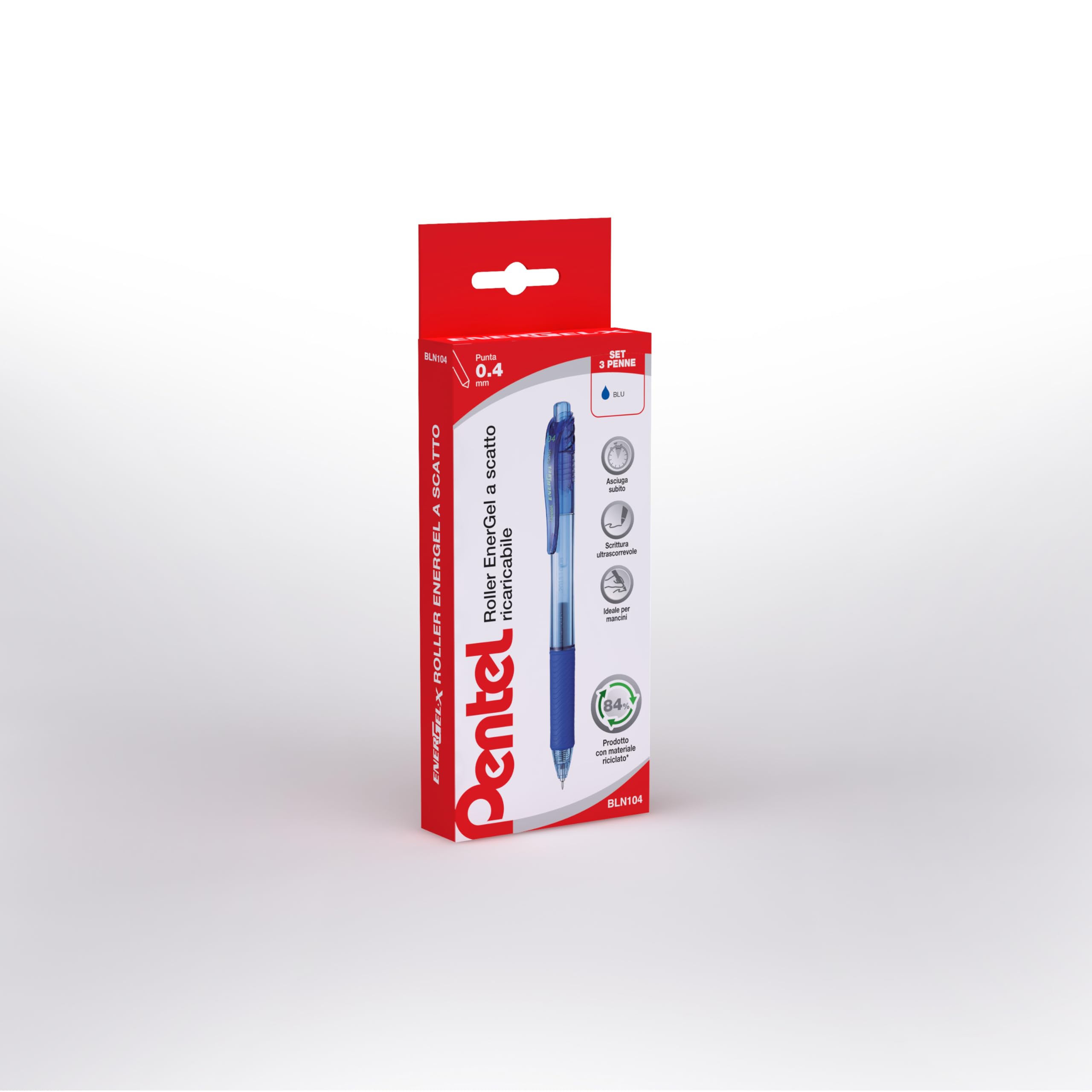 pentel-energel-x-bln104-roller-a-scatto-0-4-mm-rosso-12-pezzi image 4