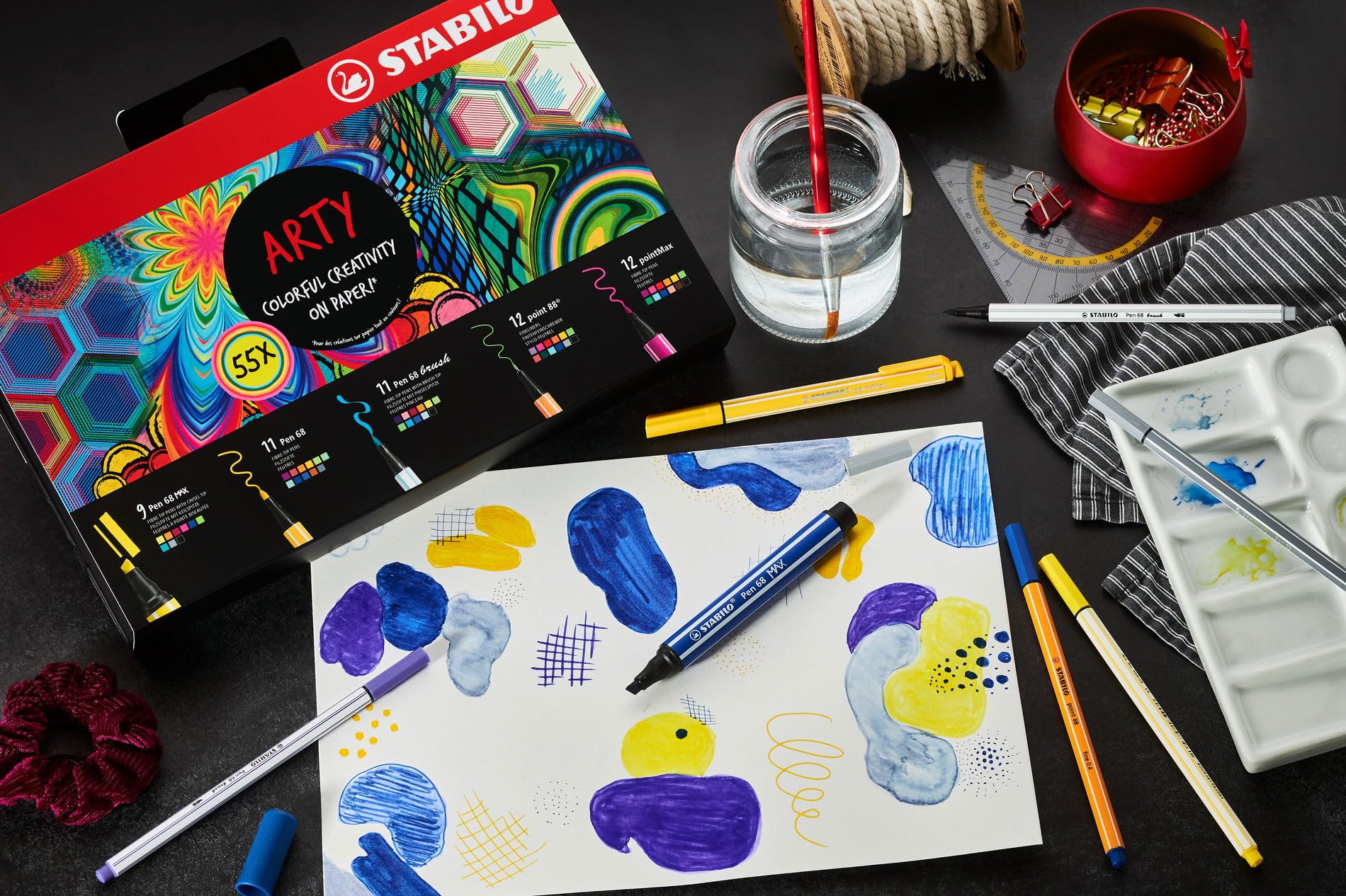 stabilo-arty-creative-set-cofanetto-55-pezzi-pen-68-brush-point-88-pointmax image 6