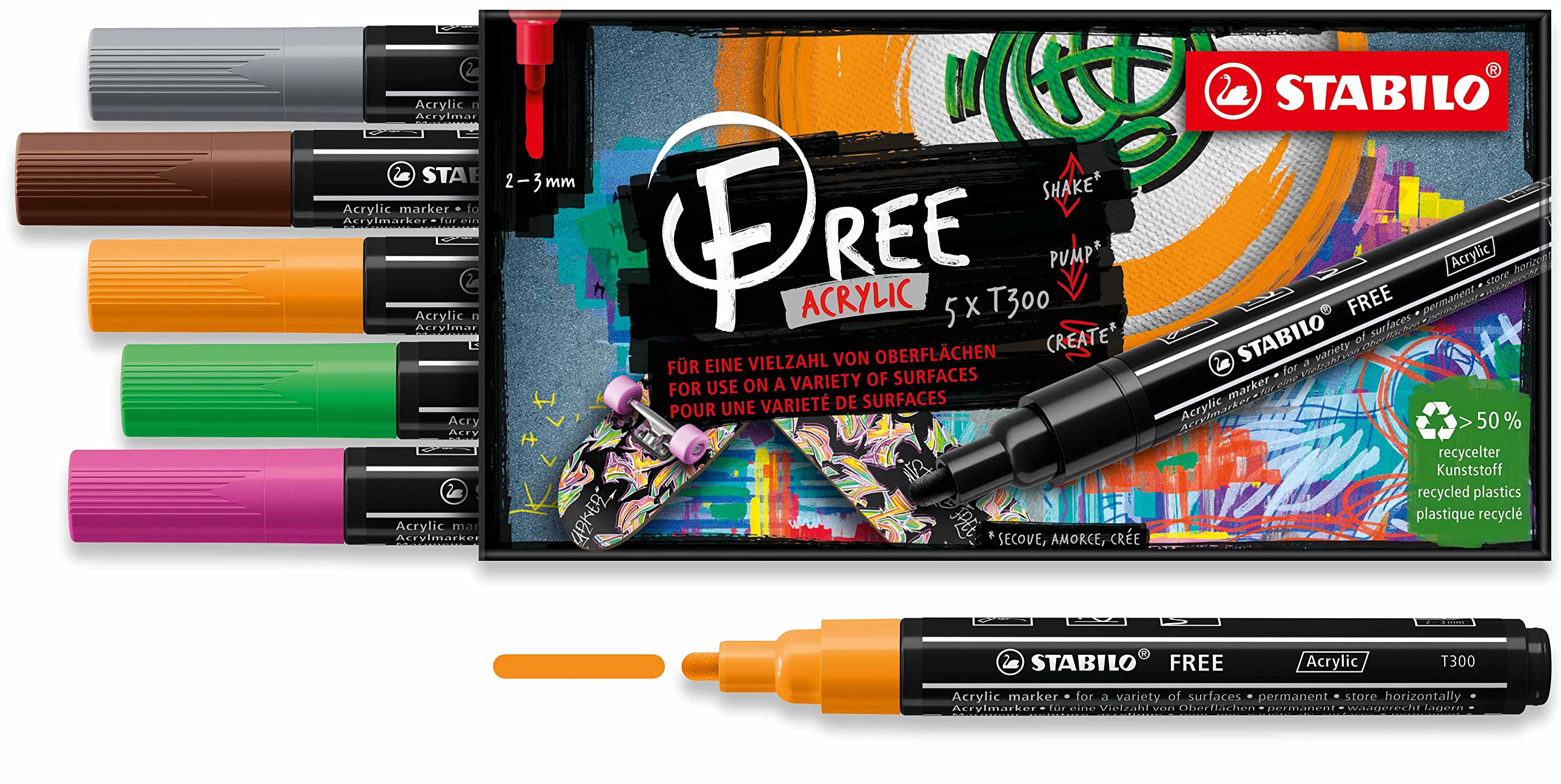stabilo-free-acrylic-t300-marker-acrilico-punta-rotonda-2-3-mm-vintage-edition-a image 1