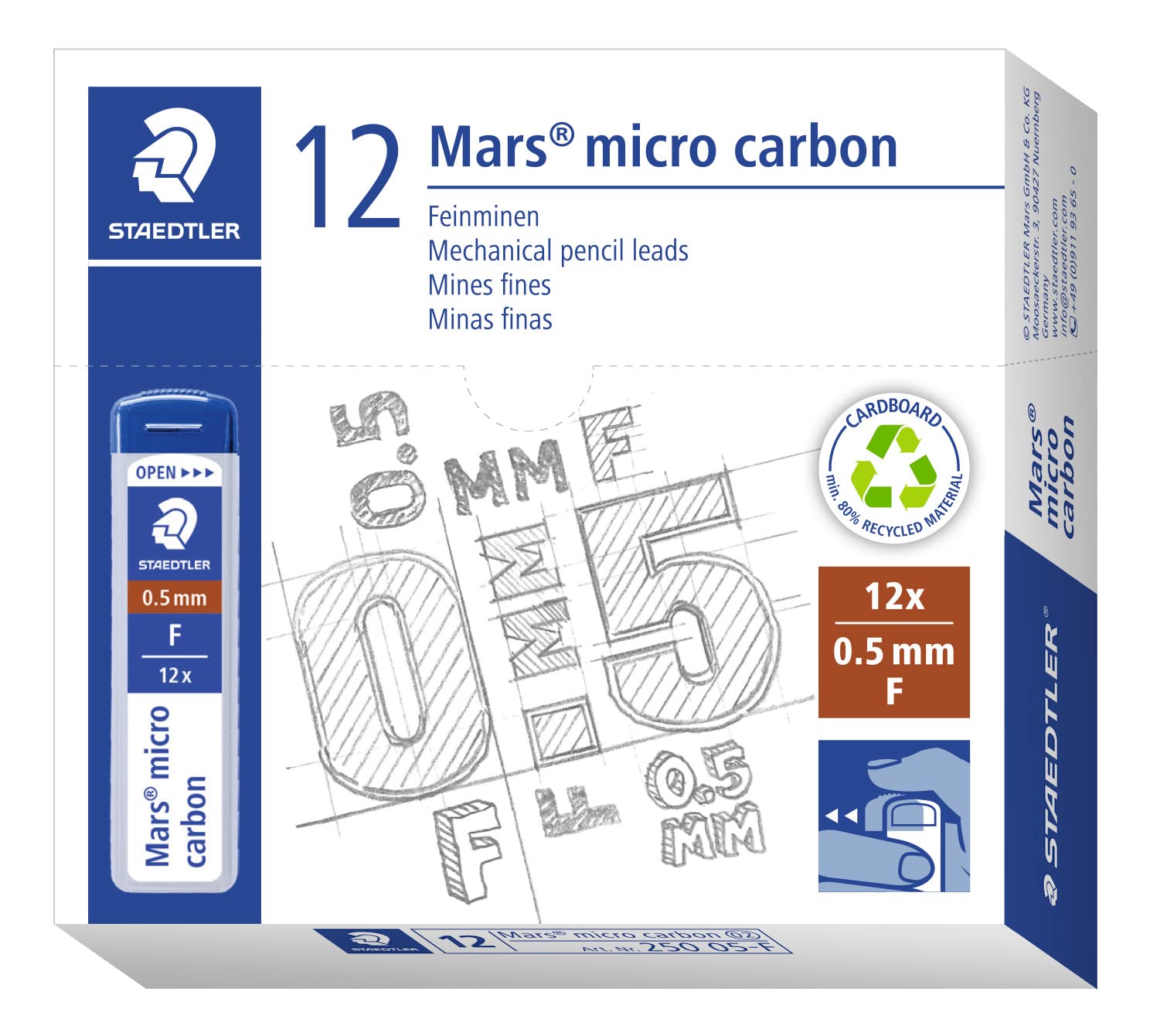 staedtler-mars-micro-250-05-f-mine-0-5-mm-f-12-pezzi image 1