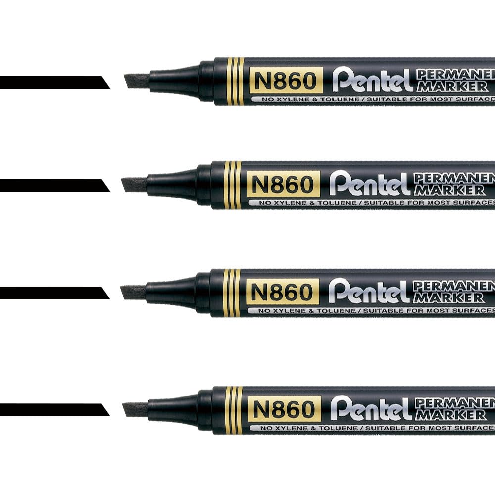pentel-n860-marcatore-permanente-punta-scalpello-nero-confezione-12-pezzi image 4
