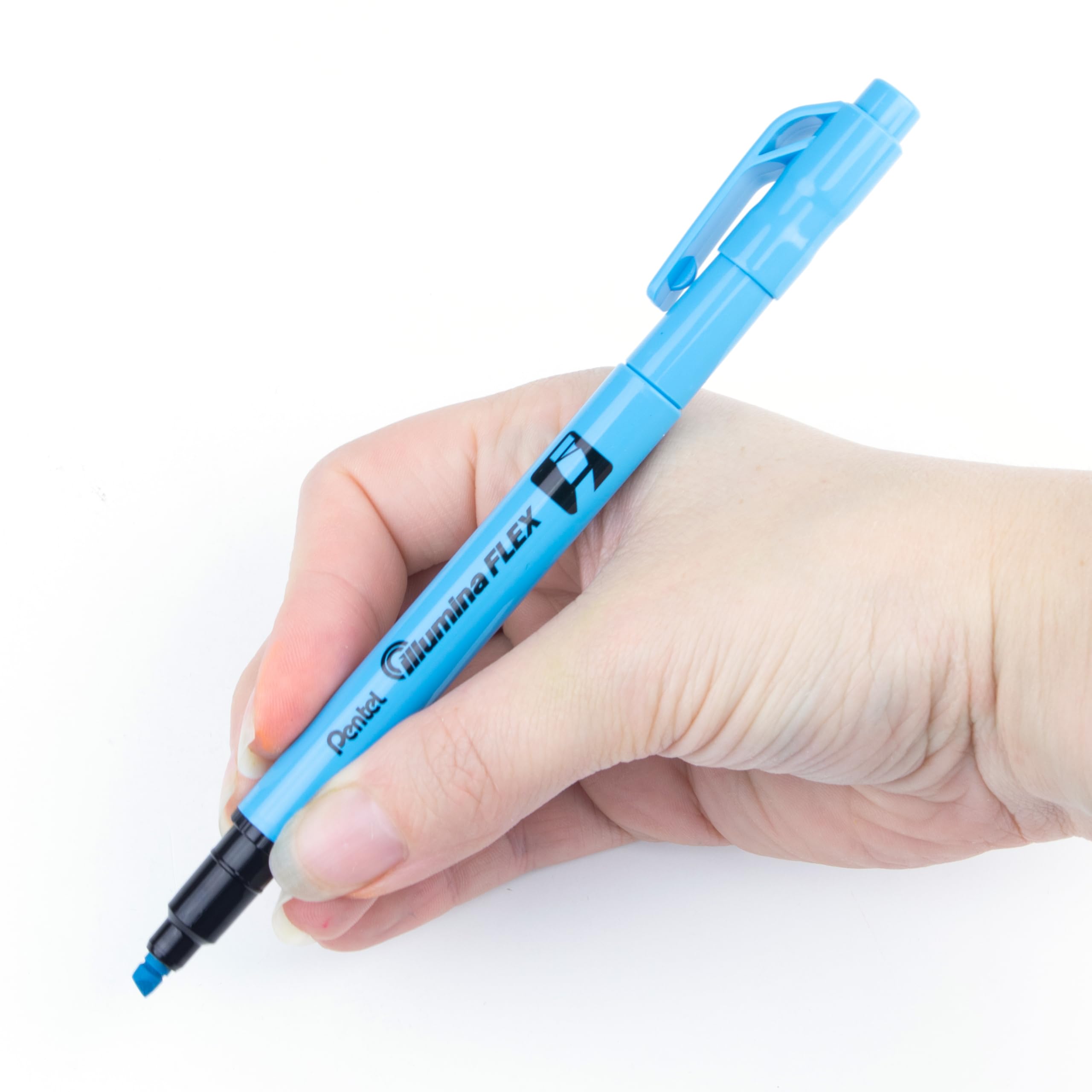 pentel-illumina-flex-slw11-evidenziatore-doppia-punta-flessibile-azzurro-10-pezz image 4