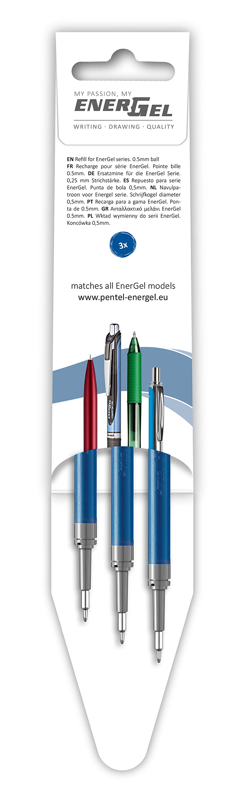 pentel-energel-lrn5-3c-ricarica-penna-gel-0-5-mm-blu-punta-ago-3-pezzi image 2