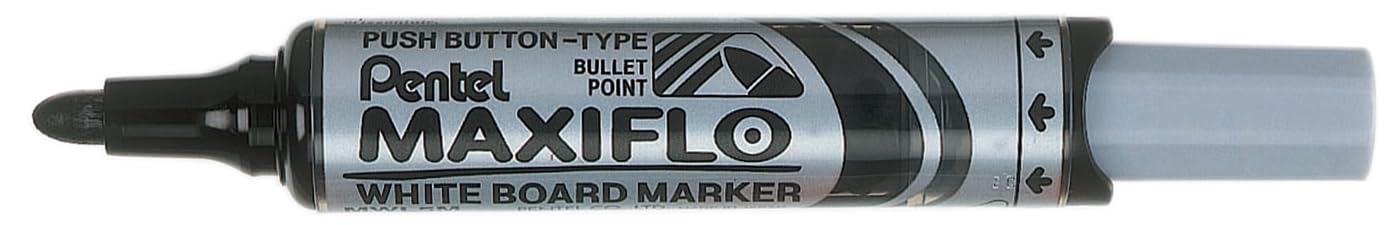 pentel-maxiflo-mwl5m-marcatore-lavagna-bianca-nero-punta-6-0-mm-12-pezzi image 1