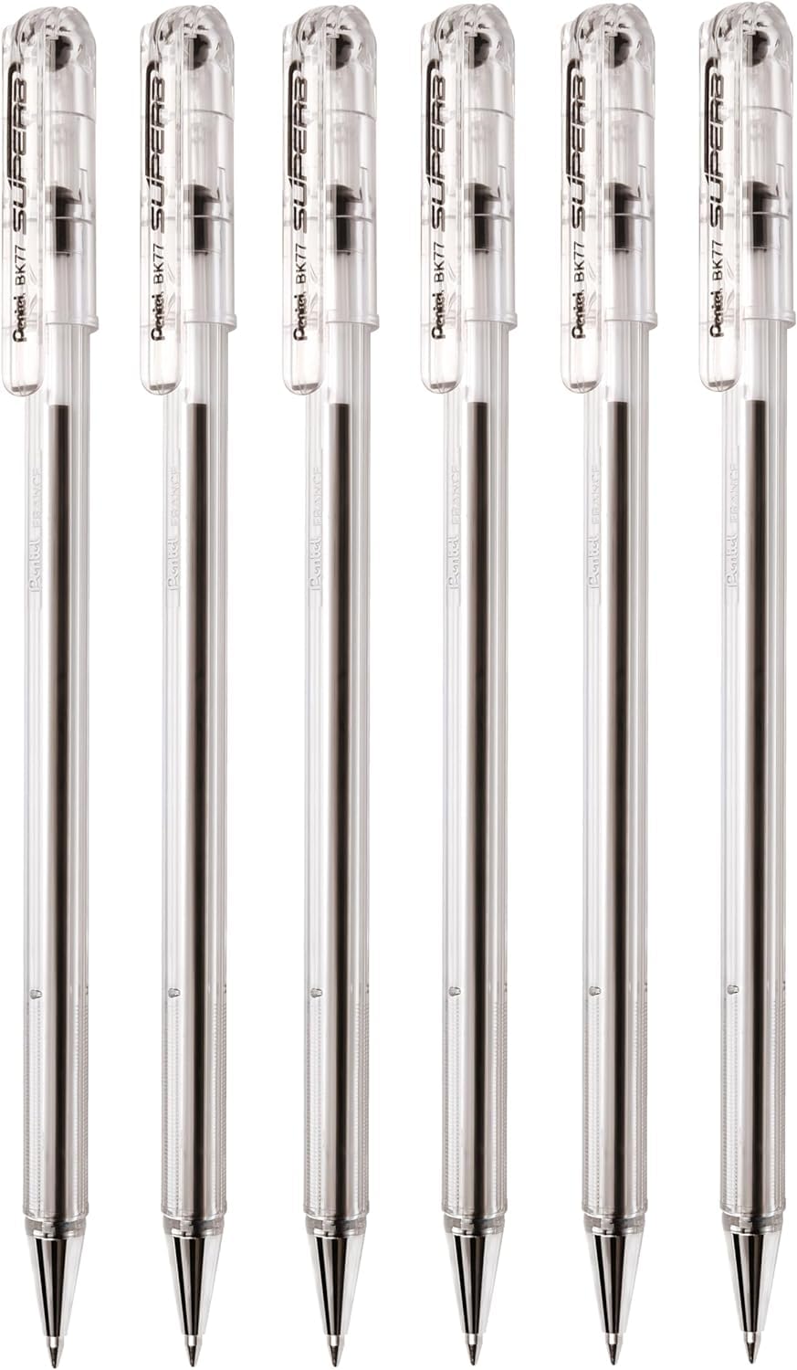 pentel-superb-bk77-penna-a-sfera-0-7-mm-nero-6-pezzi image 1